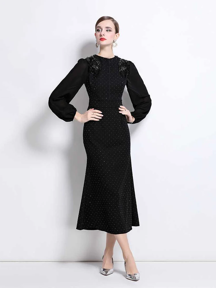 Высокое качество с бриллиантами Тонкие платья Весеннее женское длинное платье на молнии с рукавами-фонариками Осеннее однотонное платье длиной до колена с высокой талией
Высокое качество с бриллиантами Тонкие платья Весеннее женское длинное платье на молнии с рукавами-фонариками Осеннее однотонное платье длиной до колена с высокой талией