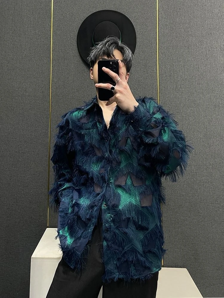 Мужская модная рубашка с длинным рукавом, с бахромой, трендовая, повседневная, уличный стиль, уникальный дизайн, топ
Мужская модная рубашка с длинным рукавом, с бахромой, трендовая, повседневная, уличный стиль, уникальный дизайн, топ