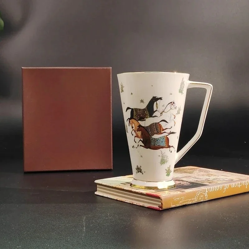 Elegant Exquisite Bone China Mug with Gold Rim Horse Pattern Coffee Cup Office Use Party Favor Gift Recommendation for Holiday
Elegant Exquisite Bone China Mug with Gold Rim Horse Pattern Coffee Cup Office Use Party Favor Gift Recommendation for Holiday