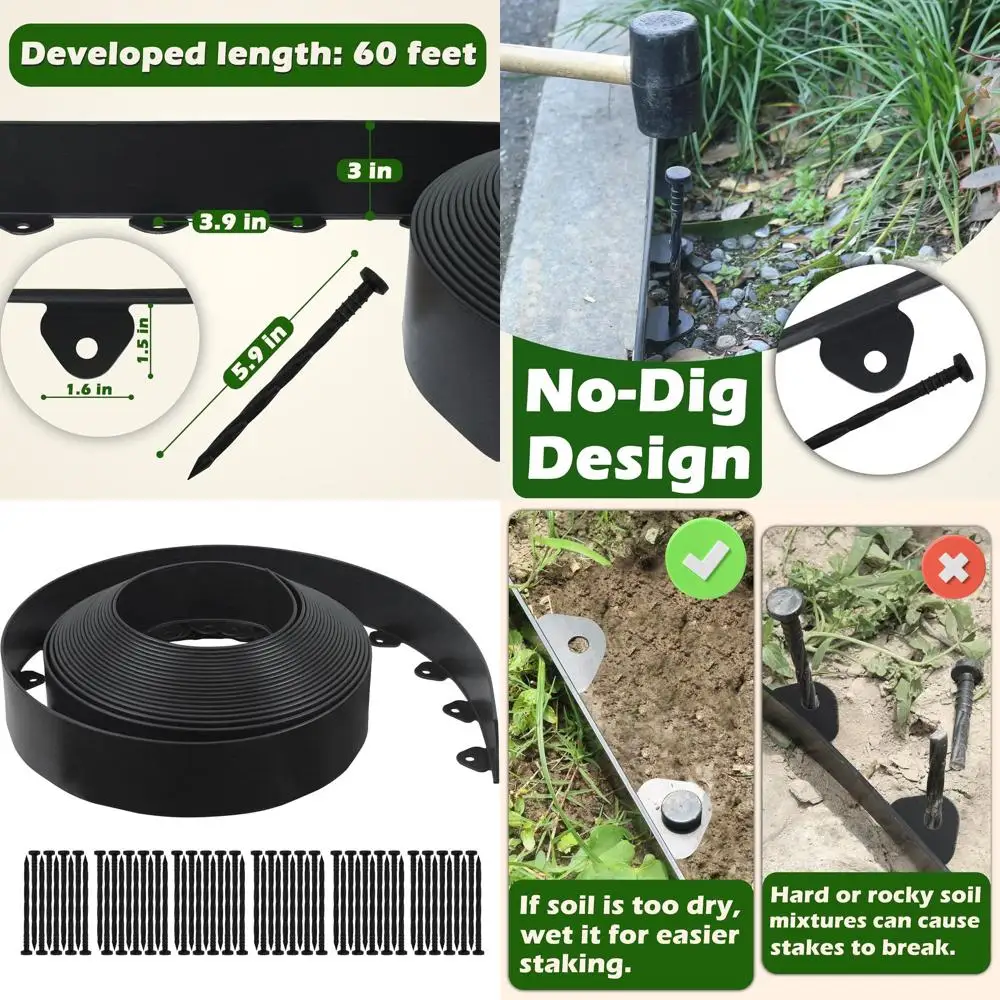 Комплект бордюра для сада без цижений, 60 футов, высота 3 дюйма, для цветочных кроватей, колец для деревьев, дорожек, с 60 шипами
Комплект бордюра для сада без цижений, 60 футов, высота 3 дюйма, для цветочных кроватей, колец для деревьев, дорожек, с 60 шипами