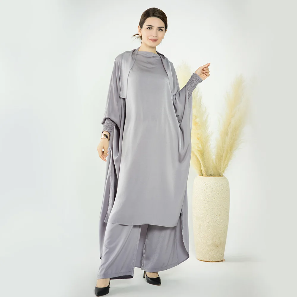 Two Piece Muslim Sets Women 2pcs Abaya Kimono Khimar Bat Sleeve Top+wide Leg Pants Suit Solid Ramadan Eid 2 Piece Islam Clothing
Two Piece Muslim Sets Women 2pcs Abaya Kimono Khimar Bat Sleeve Top+wide Leg Pants Suit Solid Ramadan Eid 2 Piece Islam Clothing