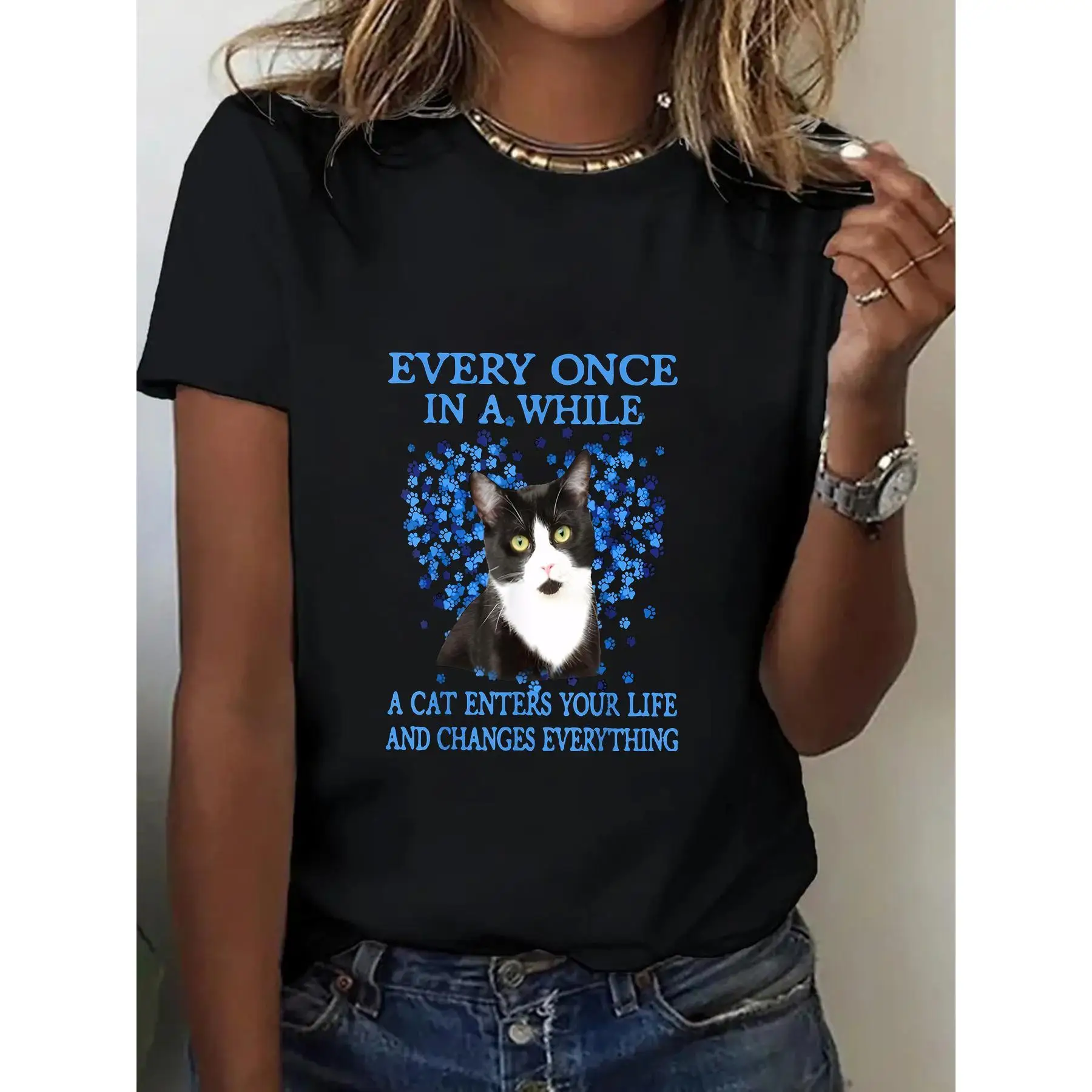 Cat Lover T-shirt "A Cat Changes Everything" Slogan Tee, Sentimental Pet Owner Graphic Top, Gift for Cat Mom
Cat Lover T-shirt "A Cat Changes Everything" Slogan Tee, Sentimental Pet Owner Graphic Top, Gift for Cat Mom