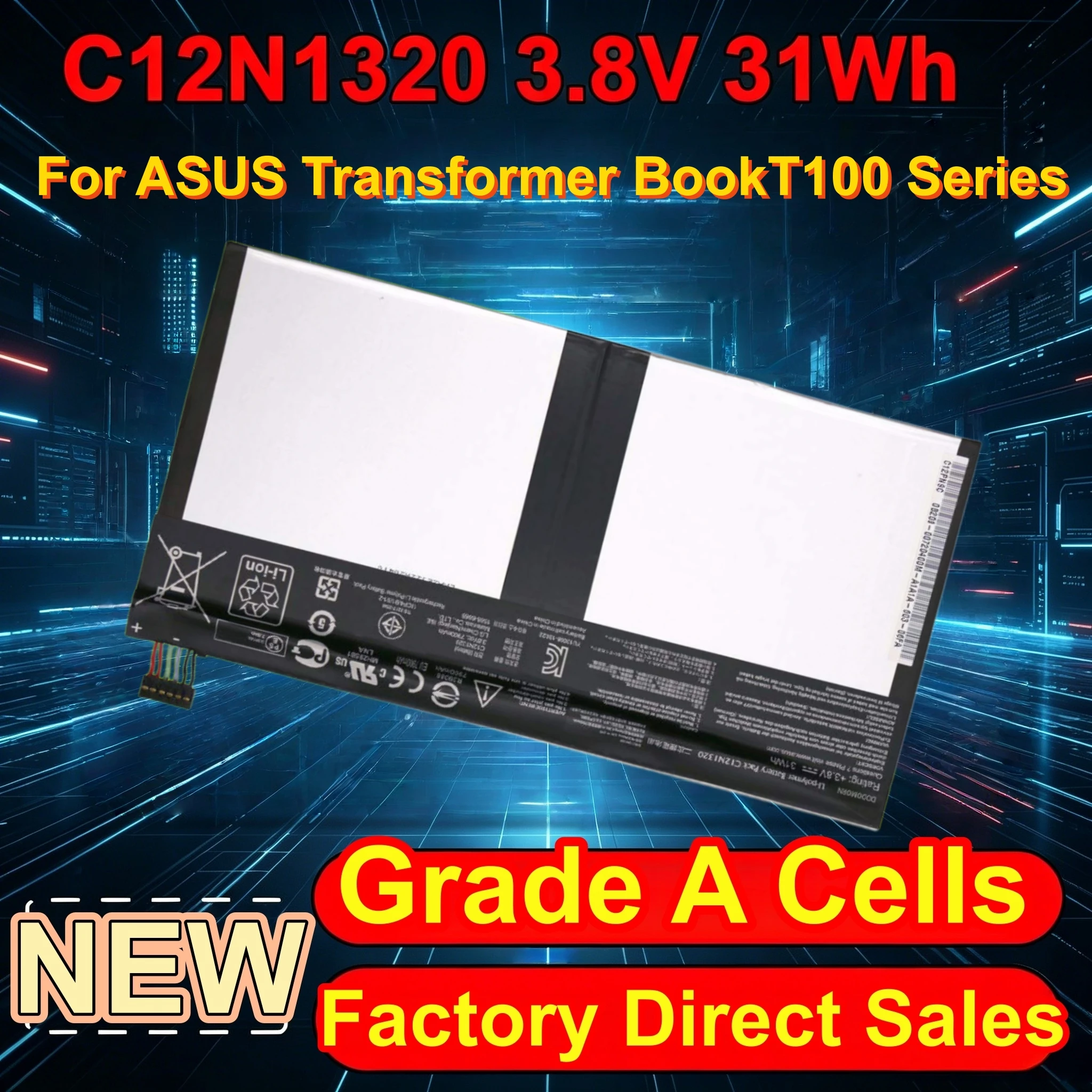 High quality C12PN9C C12N1320 Battery for ASUS Transformer Book T100T T100TA T101TA R104TA 0B200-00720100
High quality C12PN9C C12N1320 Battery for ASUS Transformer Book T100T T100TA T101TA R104TA 0B200-00720100