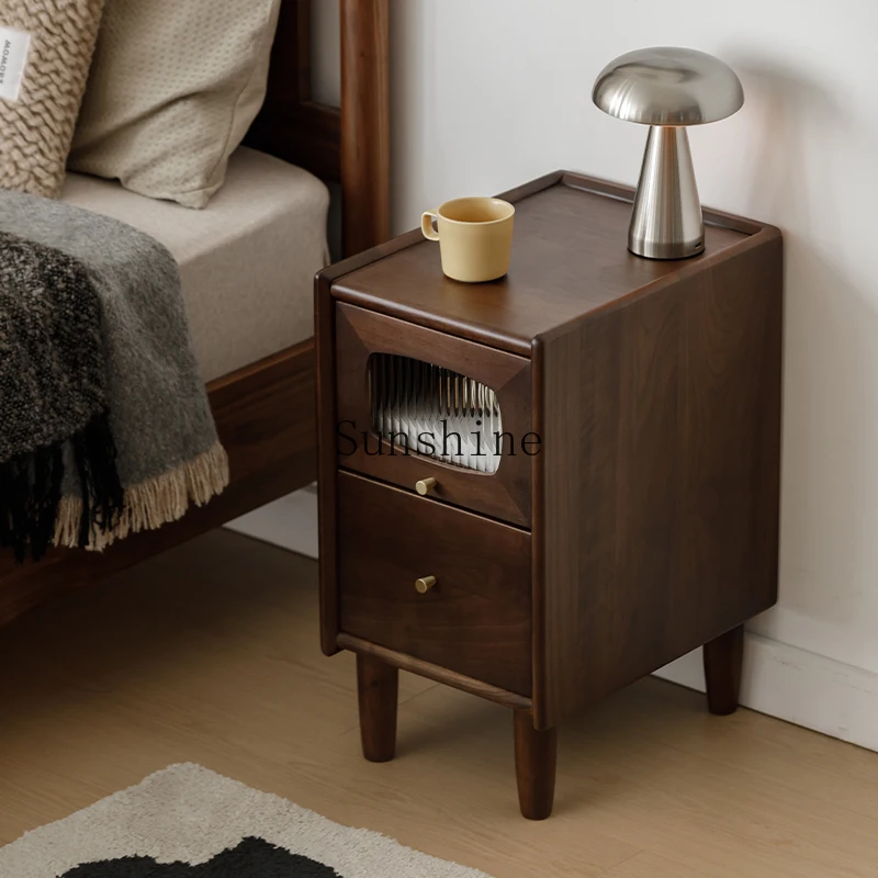Black walnut small apartment super narrow storage cabinet solid wood simple bedside table
Black walnut small apartment super narrow storage cabinet solid wood simple bedside table