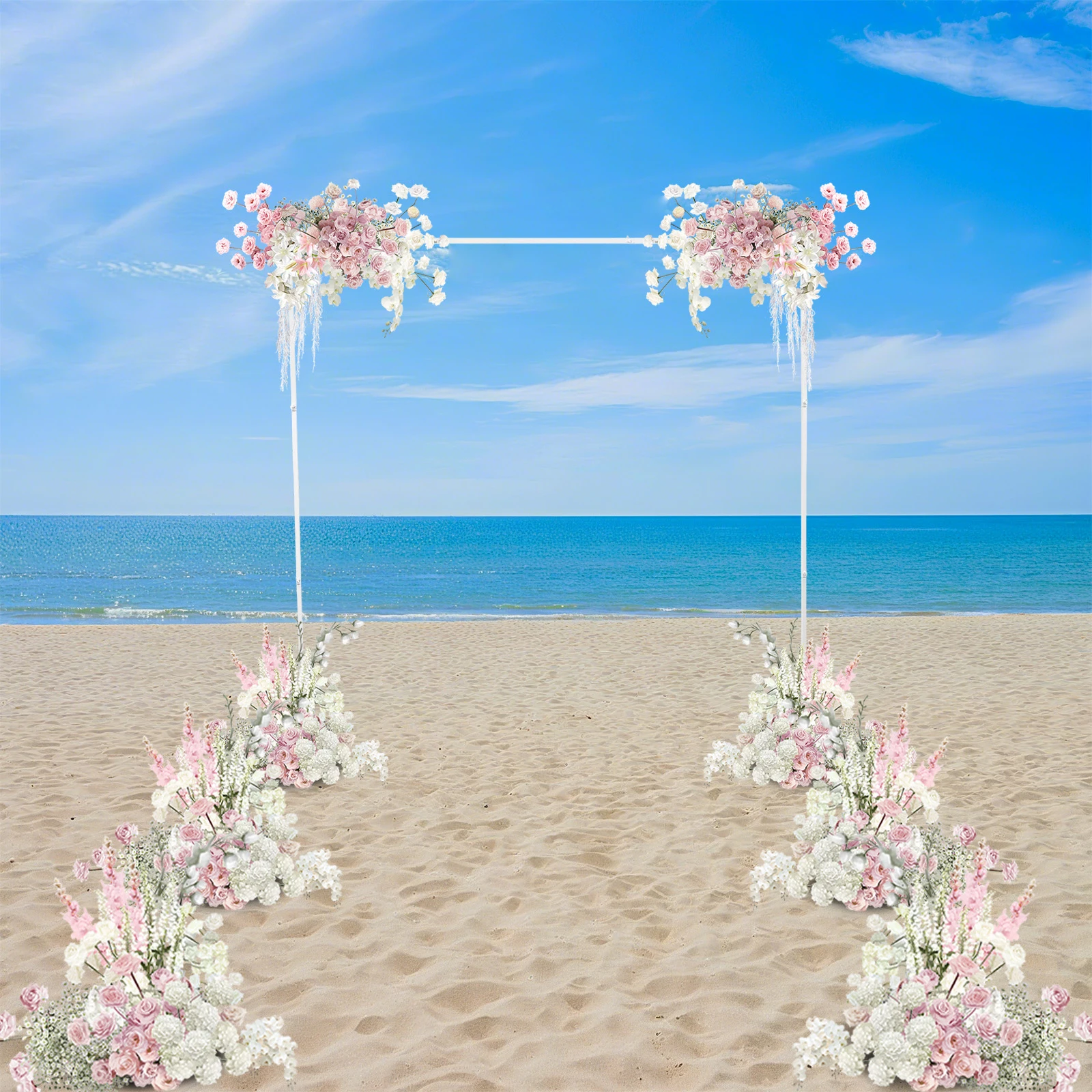 White Square Metal Arch Backdrop Stand 2.4m×2.4m, Sturdy Large Base Balloon Arch Frame for Wedding Party Outdoor Garden Decoration
White Square Metal Arch Backdrop Stand 2.4m×2.4m, Sturdy Large Base Balloon Arch Frame for Wedding Party Outdoor Garden Decoration