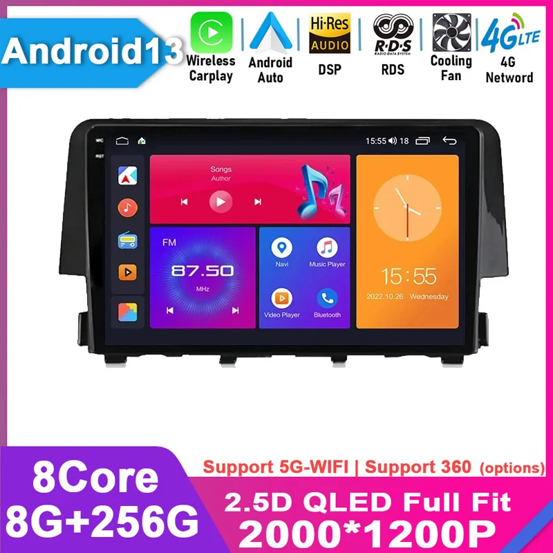 2K For Honda Civic 10 FC FK 2015 - 2020 Android 13 Car Radio Multimedia Video Player Navigation stereo GPS No 2din 2 din dvd
2K For Honda Civic 10 FC FK 2015 - 2020 Android 13 Car Radio Multimedia Video Player Navigation stereo GPS No 2din 2 din dvd