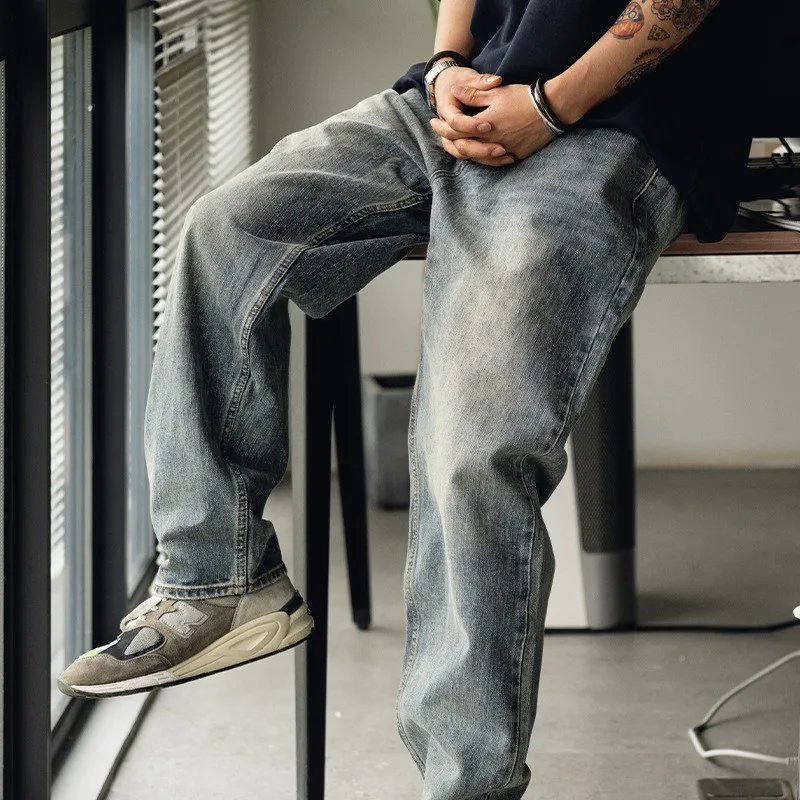 13.5oz 100% Cotton Washed Selvedge Denim Jeans for Men Loose High Rise Heavy Wash Distressed Tapered Straight Leg Basic Pants
13.5oz 100% Cotton Washed Selvedge Denim Jeans for Men Loose High Rise Heavy Wash Distressed Tapered Straight Leg Basic Pants