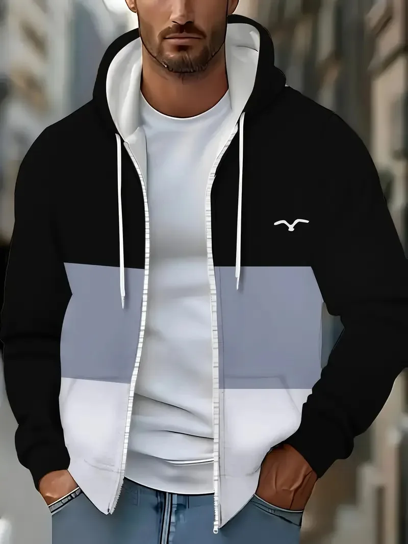 Men's striped black and white gray line print zipper hooded casual autumn and winter outdoor jacket y2k zipper men's sweatshirts
Men's striped black and white gray line print zipper hooded casual autumn and winter outdoor jacket y2k zipper men's sweatshirts