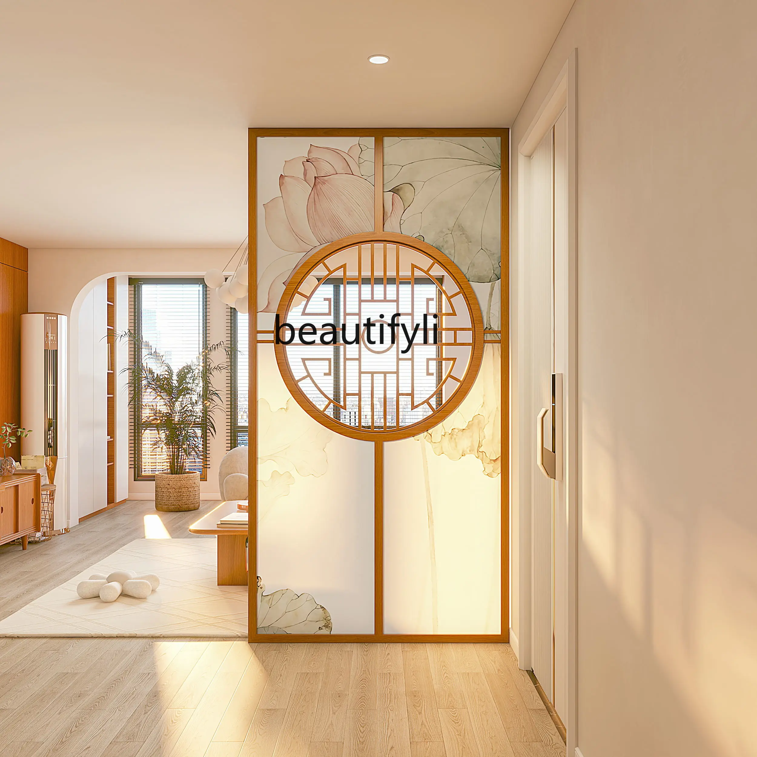 Living room new Chinese solid wood glass screen partition entrance bathroom entry baffle
Living room new Chinese solid wood glass screen partition entrance bathroom entry baffle