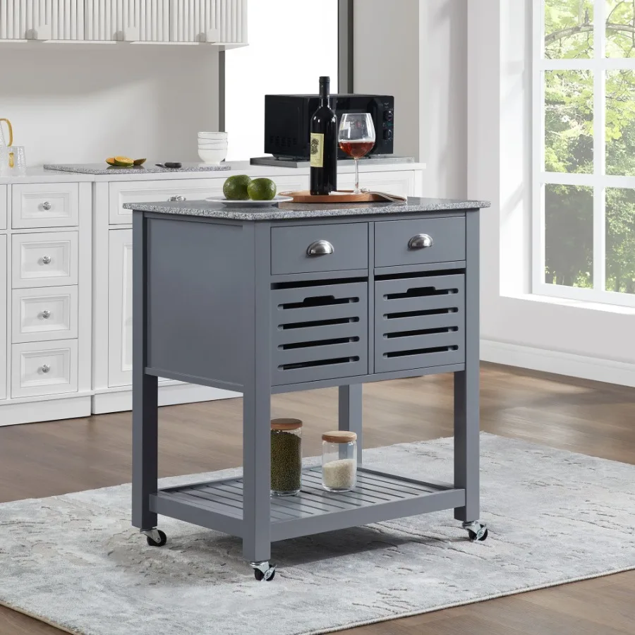 Mobile Rolling Kitchen Island Trolley Serving Cart with Underneath Drawer SlideOut Wire Storage Basket
Mobile Rolling Kitchen Island Trolley Serving Cart with Underneath Drawer SlideOut Wire Storage Basket