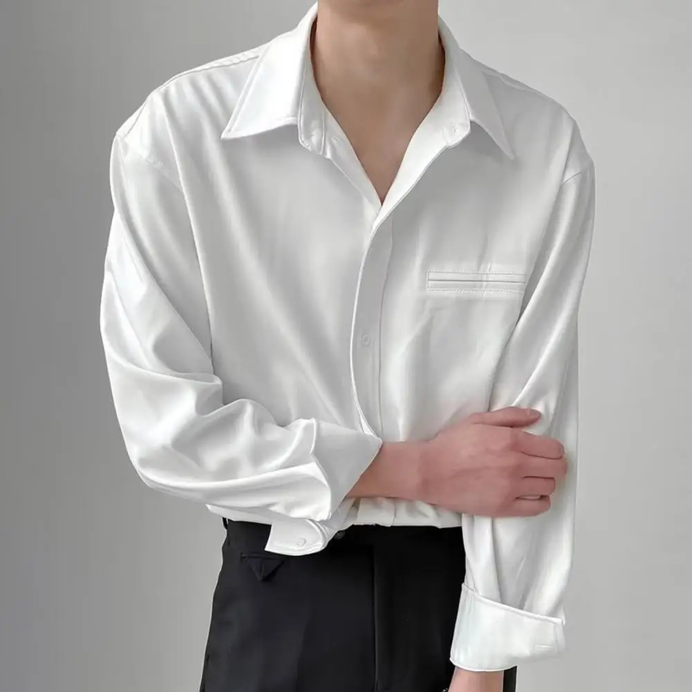 Solid Color Base Layer Shirt Men's Single-breasted Lapel Cardigan Shirt Soft Breathable Long Sleeve Office Top in Solid for Men
Solid Color Base Layer Shirt Men's Single-breasted Lapel Cardigan Shirt Soft Breathable Long Sleeve Office Top in Solid for Men