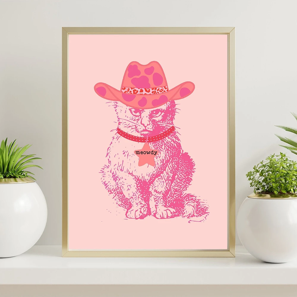 Pink Howdy Cowboy Cat Print Poster Wall Art Kitty Canvas Painting Fashion Abstract Cat Pictures Home Pet Decor Murals
Pink Howdy Cowboy Cat Print Poster Wall Art Kitty Canvas Painting Fashion Abstract Cat Pictures Home Pet Decor Murals