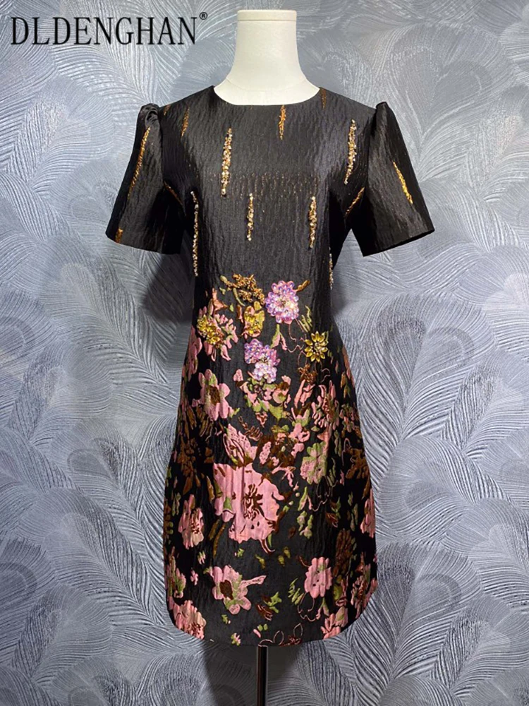 DLDENGHAN Women O-Neck Short Sleeve Sequins Beading Vintage Jacquard Mini Dress Fashion Designer Spring New
DLDENGHAN Women O-Neck Short Sleeve Sequins Beading Vintage Jacquard Mini Dress Fashion Designer Spring New