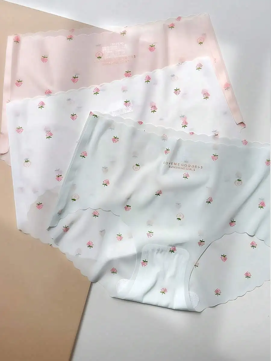 5 Pcs Women Ultra Thin Ice Silk Strawberry Print Panties
5 Pcs Women Ultra Thin Ice Silk Strawberry Print Panties