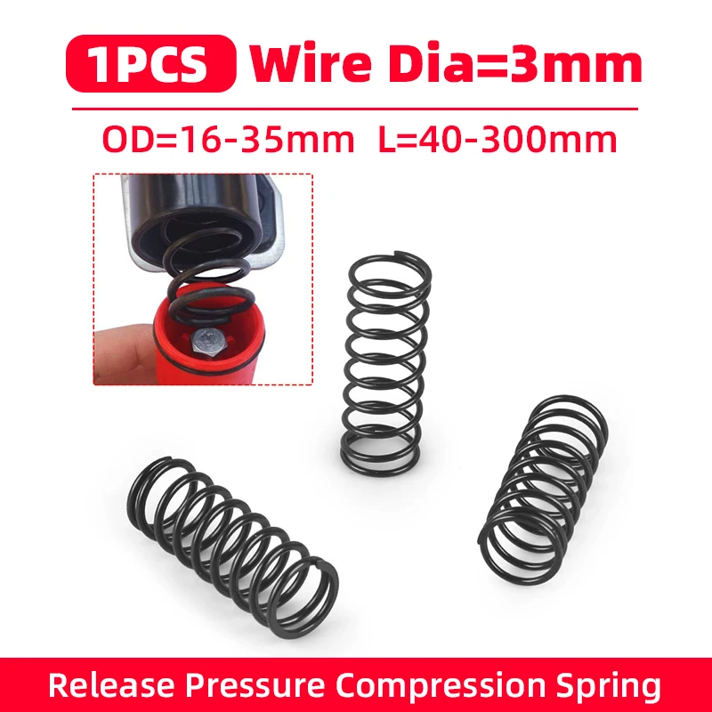 Creamily 1PCS Compression Release Pressure Spring Coil Return Spring High Elastic Spring Steel Wire Dia=3mm OD16-35mm L40-300mm
Creamily 1PCS Compression Release Pressure Spring Coil Return Spring High Elastic Spring Steel Wire Dia=3mm OD16-35mm L40-300mm