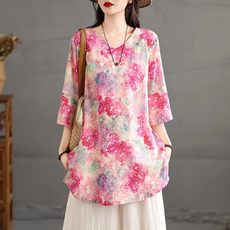 High-End Lightweight Women's Cotton Linen V-Neck Base Shirt T-Shirt Loose Top Mid-Length Summer New Arrival Commute Style
High-End Lightweight Women's Cotton Linen V-Neck Base Shirt T-Shirt Loose Top Mid-Length Summer New Arrival Commute Style