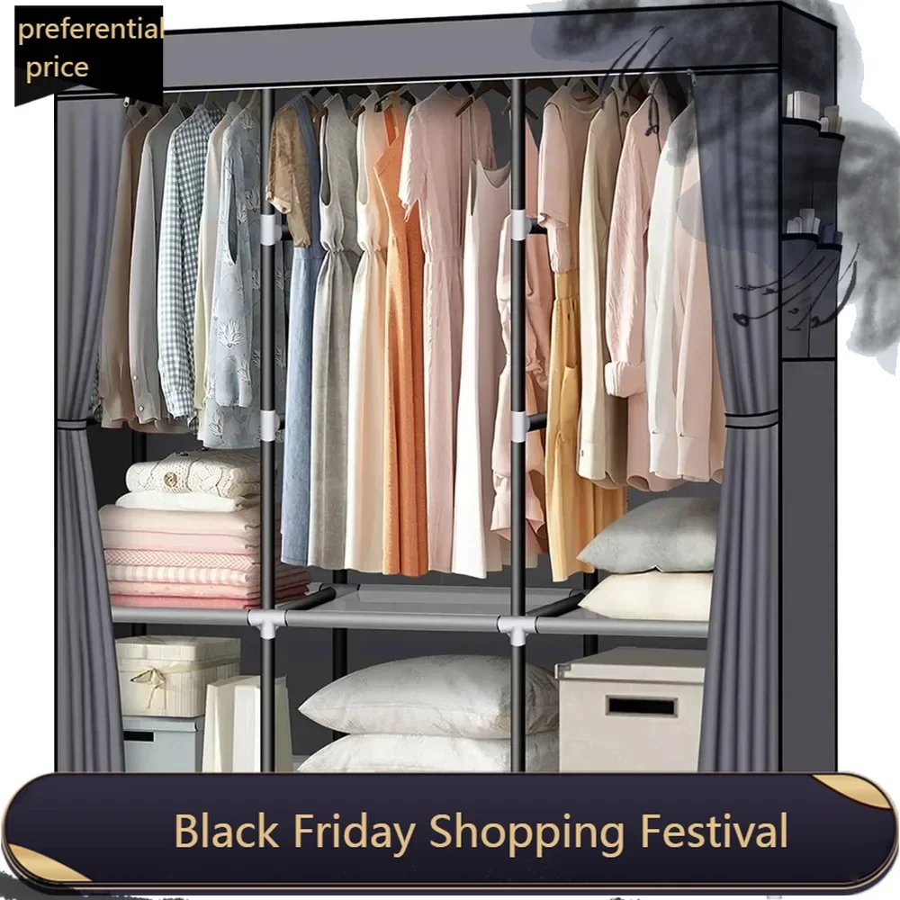 Portable Closet, 61-Inch Portable Wardrobe with 3 Hanging Rods and 6 Storage Shelves, Non-woven Fabric
Portable Closet, 61-Inch Portable Wardrobe with 3 Hanging Rods and 6 Storage Shelves, Non-woven Fabric