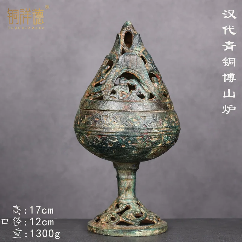 Tongxiangde бронзовая антикварная курильница, коллекция династии Хань, инкрустированная золотым облачным узором, печь Boshan Suzaku
Tongxiangde бронзовая антикварная курильница, коллекция династии Хань, инкрустированная золотым облачным узором, печь Boshan Suzaku