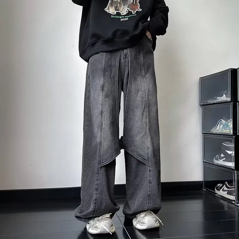 American high street retro heavy industry old washing jeans men's deconstruction splicing design straight wide-leg trousers
American high street retro heavy industry old washing jeans men's deconstruction splicing design straight wide-leg trousers