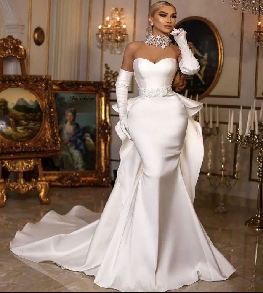 Mordern Mermaid Wedding Dress With Overskirt 2025 Sweetheart Soft Satin Lace Country Bridal Gown Romantic Bride DressCustomized
Mordern Mermaid Wedding Dress With Overskirt 2025 Sweetheart Soft Satin Lace Country Bridal Gown Romantic Bride DressCustomized