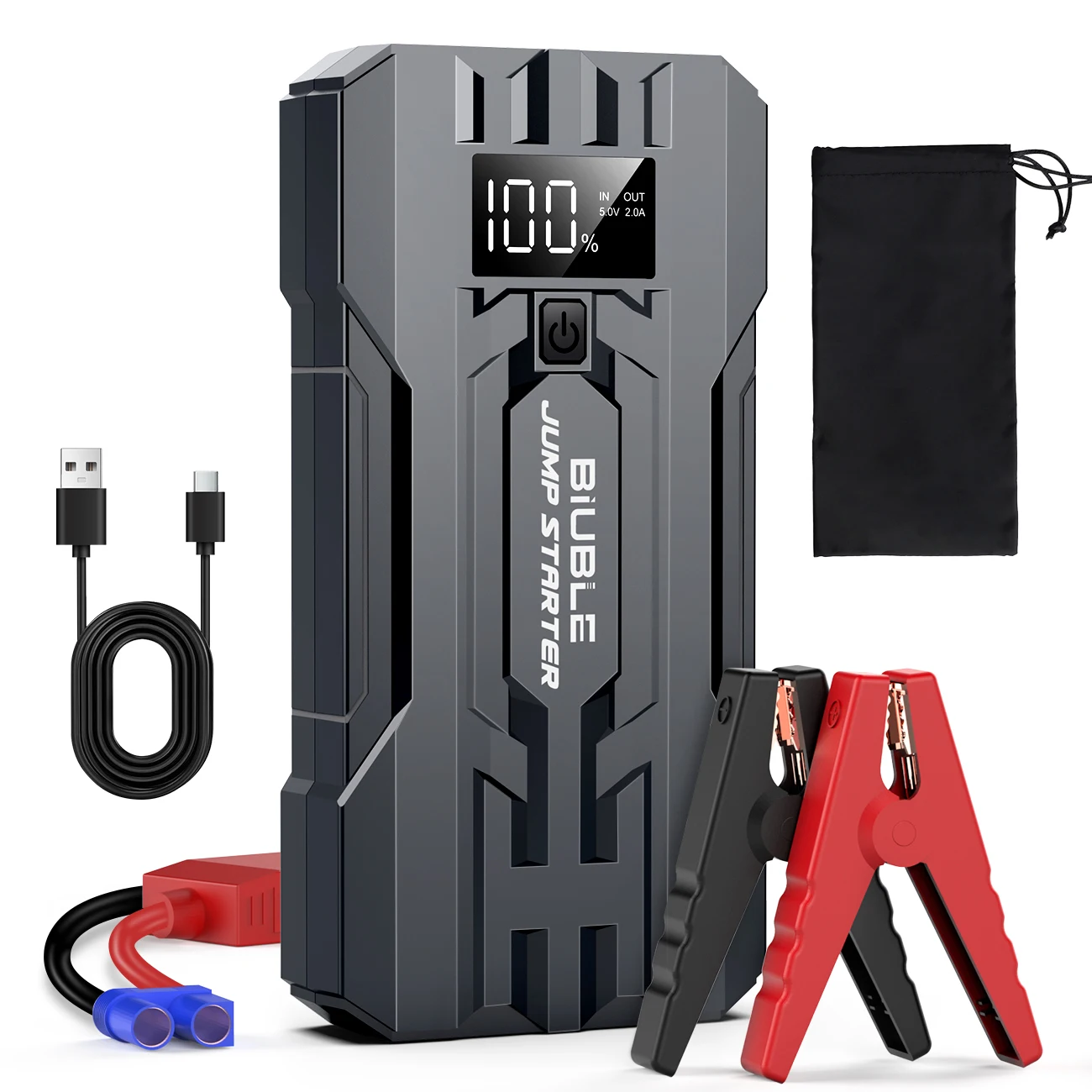 3000A peak current, 20000mAh emergency jump starter, (8.0L GAS, 6.5L diesel) portable power bank
3000A peak current, 20000mAh emergency jump starter, (8.0L GAS, 6.5L diesel) portable power bank