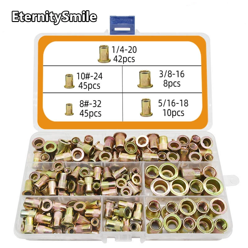 150/230/150PCS Anglo American rivet nut carbon steel flat head rivet nut set embedded rivet nut Kit
150/230/150PCS Anglo American rivet nut carbon steel flat head rivet nut set embedded rivet nut Kit