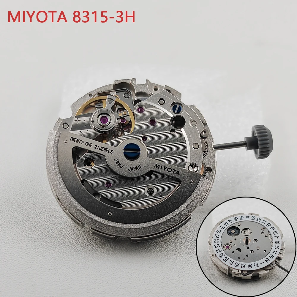 Оригинальный японский автоматический механический механизм Miyota 8315 с датой на 3-й часовой позиции, модифицированный часовой механизм 8315-3H, 21 камень
Оригинальный японский автоматический механический механизм Miyota 8315 с датой на 3-й часовой позиции, модифицированный часовой механизм 8315-3H, 21 камень