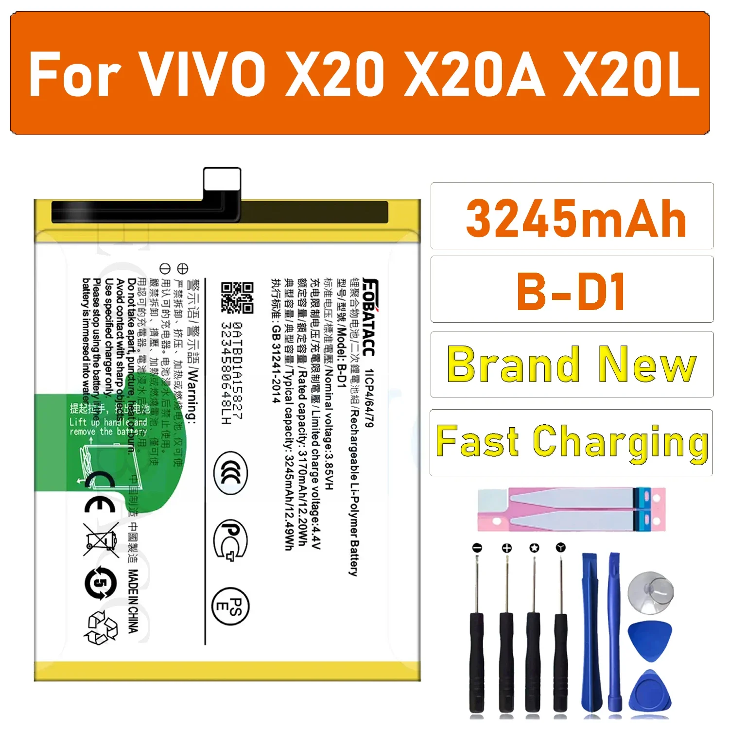 High Quality Replacement Battery For Vivo X20 X20A X20L B-D1 3245mAh Mobile Phone Large Capacity Built-in Battery
High Quality Replacement Battery For Vivo X20 X20A X20L B-D1 3245mAh Mobile Phone Large Capacity Built-in Battery