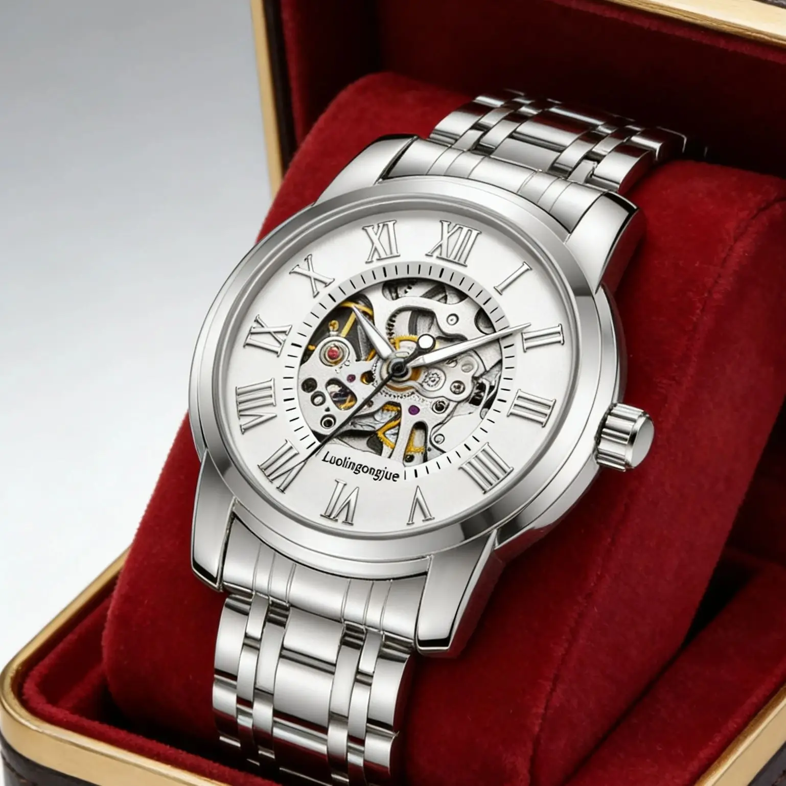 High-End Men's Automatic Mechanical Watch - Stainless Steel Skeleton Dial Roman Numeral Watch - Waterproof Military-Style Men's Watch - Suitable for Outdoor Hiking, Camping, Work, and Business - Luxurious Gift for Husband, Father, or Boyfriend
High-End Men's Automatic Mechanical Watch - Stainless Steel Skeleton Dial Roman Numeral Watch - Waterproof Military-Style Men's Watch - Suitable for Outdoor Hiking, Camping, Work, and Business - Luxurious Gift for Husband, Father, or Boyfriend