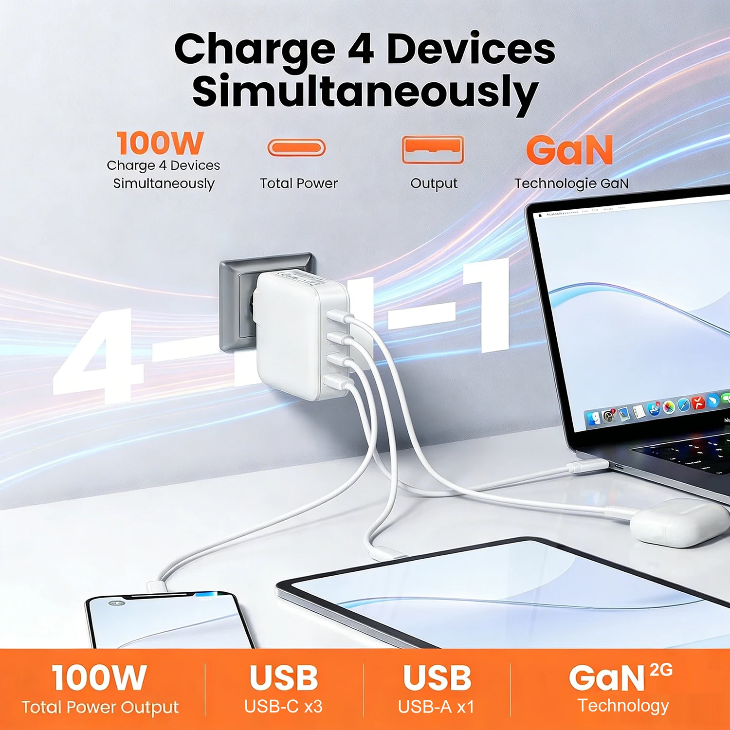 Зарядное устройство GaN 100 Вт/65 Вт с быстрой зарядкой PPS PD USB A+C для MacBook, iPhone, iPad, Samsung, Huawei, Xiaomi, ноутбуков и смартфонов
Зарядное устройство GaN 100 Вт/65 Вт с быстрой зарядкой PPS PD USB A+C для MacBook, iPhone, iPad, Samsung, Huawei, Xiaomi, ноутбуков и смартфонов