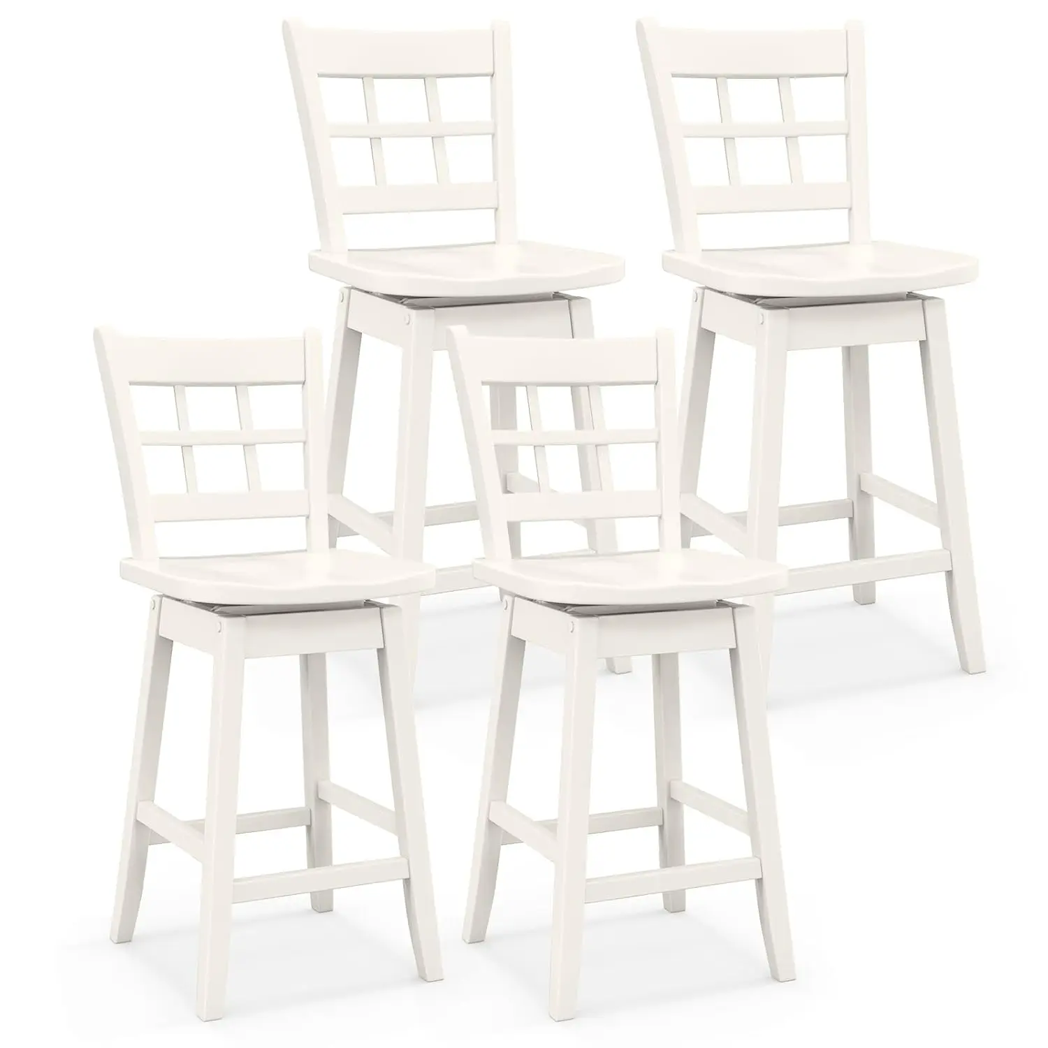 24.5in Swivel Bar Stools 4pc Counter Height Hollow Backrest Wood Seat Footrest Kitchen Pub White Customized
24.5in Swivel Bar Stools 4pc Counter Height Hollow Backrest Wood Seat Footrest Kitchen Pub White Customized