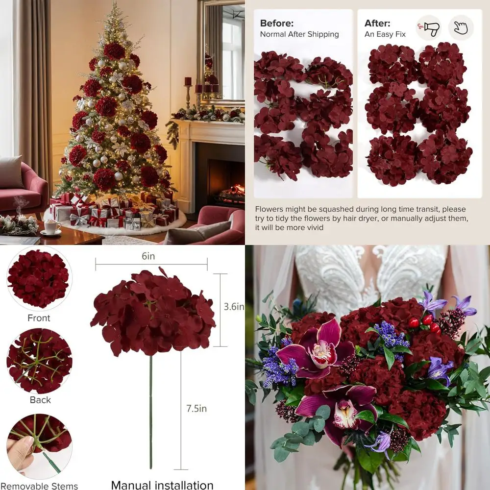 104 PCS Burgundy Hydrangea Artificial Flowers, Silk Hydrangea Heads with Stems, Fake Flowers for DIY Wedding Centerpiece, Baby S
104 PCS Burgundy Hydrangea Artificial Flowers, Silk Hydrangea Heads with Stems, Fake Flowers for DIY Wedding Centerpiece, Baby S