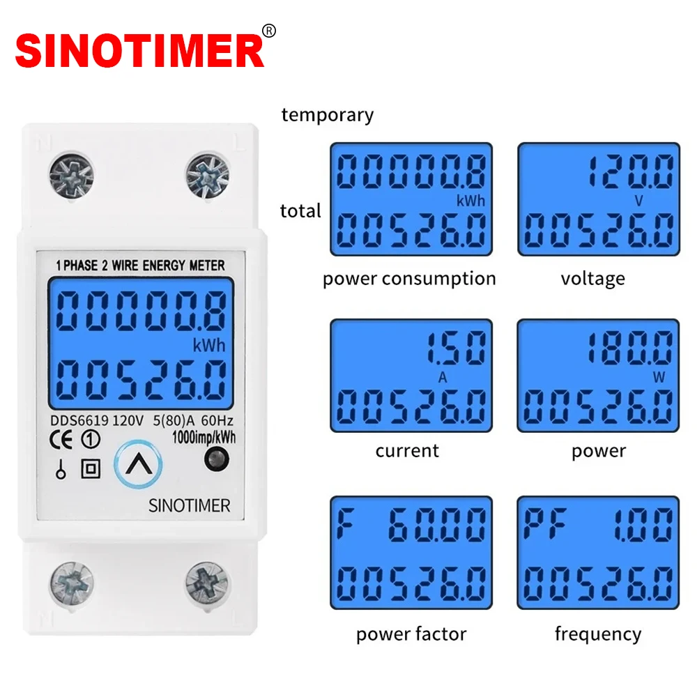 Digital Wattmeter AC 110V 220V 5(80)A Power Energy Meter Din Rail KWH Voltage Current Meter Backlight with Reset Function
Digital Wattmeter AC 110V 220V 5(80)A Power Energy Meter Din Rail KWH Voltage Current Meter Backlight with Reset Function