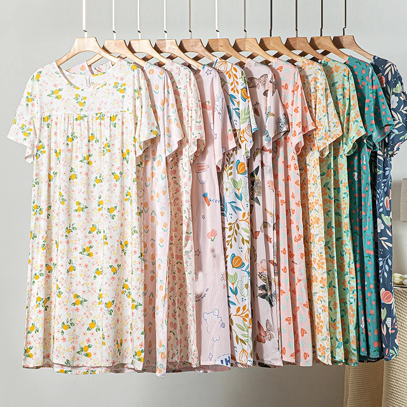 Womens Nightgowns New Viscose Nightwear Summer Dress Casual Loose Nightdress Female Night Shirts Women Sleepwear Girl Sleepshirt
Womens Nightgowns New Viscose Nightwear Summer Dress Casual Loose Nightdress Female Night Shirts Women Sleepwear Girl Sleepshirt