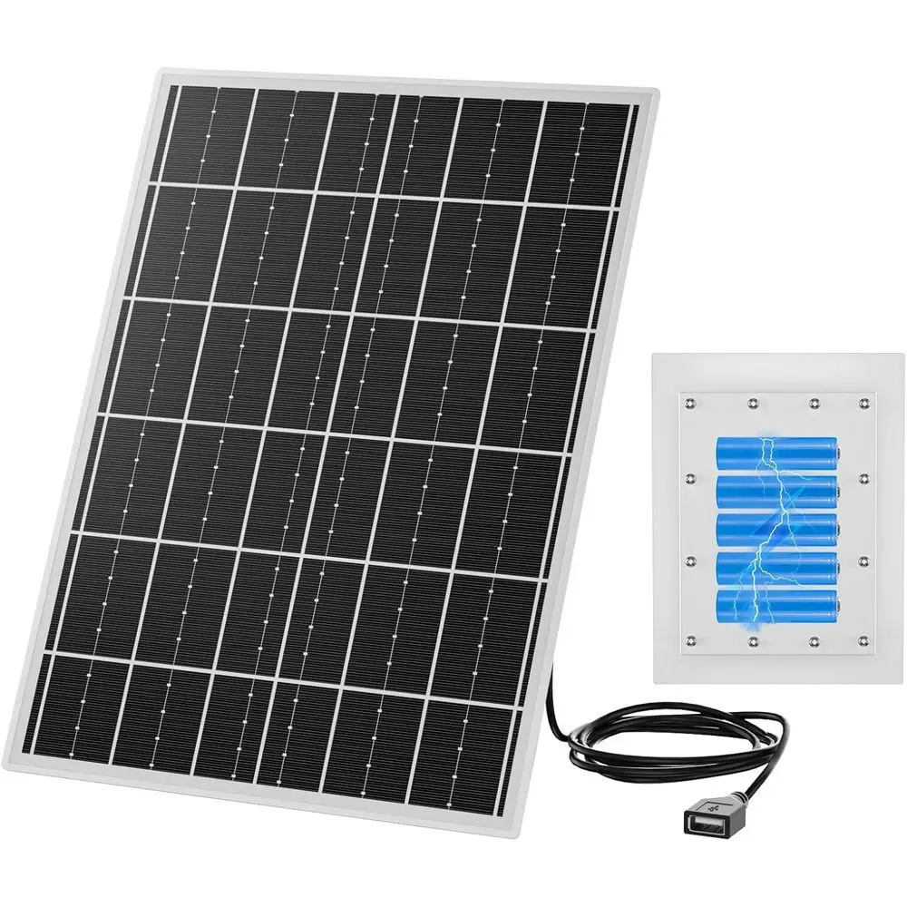 15W 5V Solar Panel Kit with 20000mAh LiFePO4 Battery, MPPT Controller for Outdoor and Security Cameras, USB Charging, Waterproof
15W 5V Solar Panel Kit with 20000mAh LiFePO4 Battery, MPPT Controller for Outdoor and Security Cameras, USB Charging, Waterproof