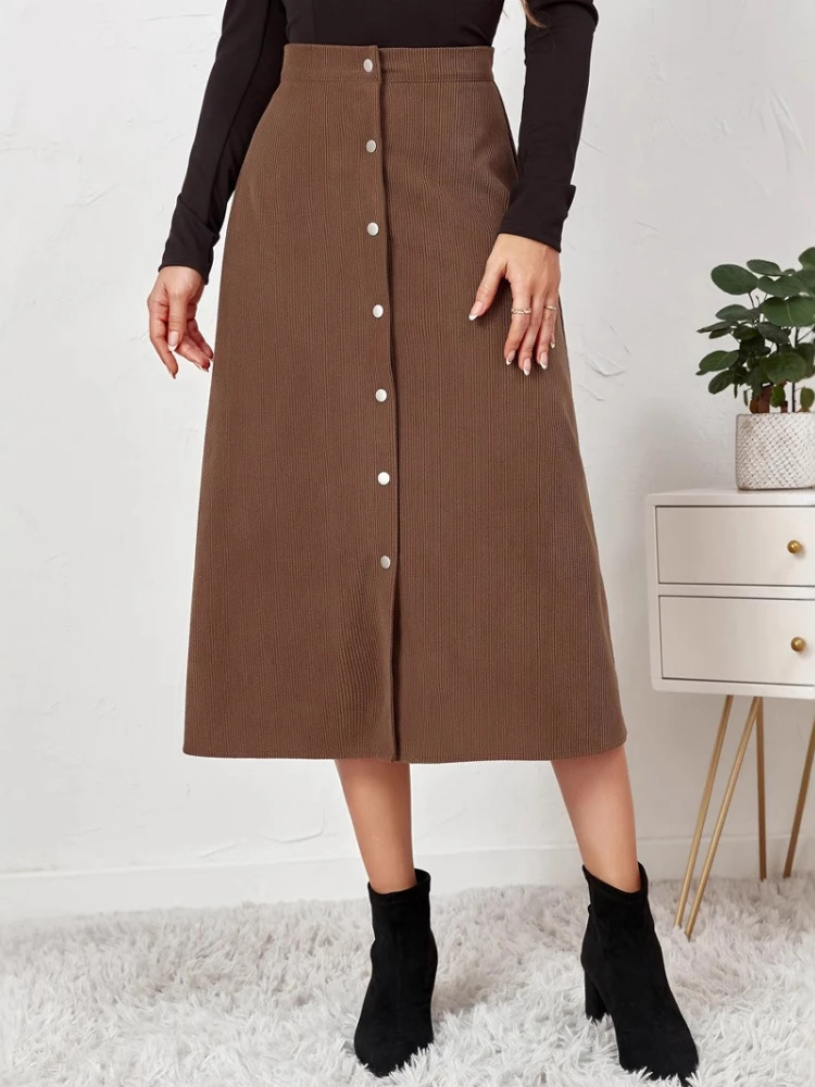 New in Autumn Winter Solid Color Women's Corduroy Single Breasted High Waist Long Skirt Office Lady Casual Versatile Midi Skirts
New in Autumn Winter Solid Color Women's Corduroy Single Breasted High Waist Long Skirt Office Lady Casual Versatile Midi Skirts