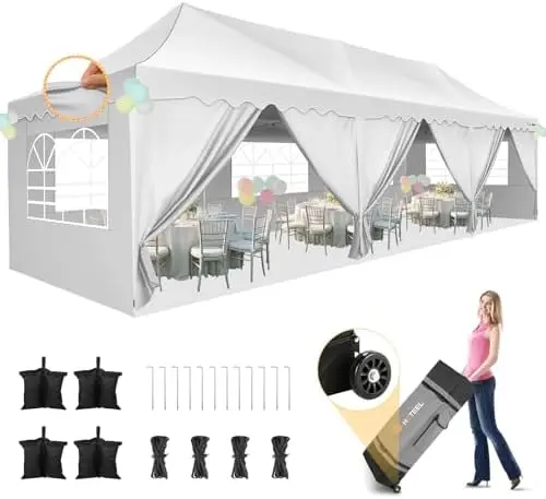10x30 Pop Up Canopy with 8 Sidewalls, UV 50+ and Waterproof 10×30 Party Tent, Thickened Frame, Large Space Easy Pop Up
10x30 Pop Up Canopy with 8 Sidewalls, UV 50+ and Waterproof 10×30 Party Tent, Thickened Frame, Large Space Easy Pop Up