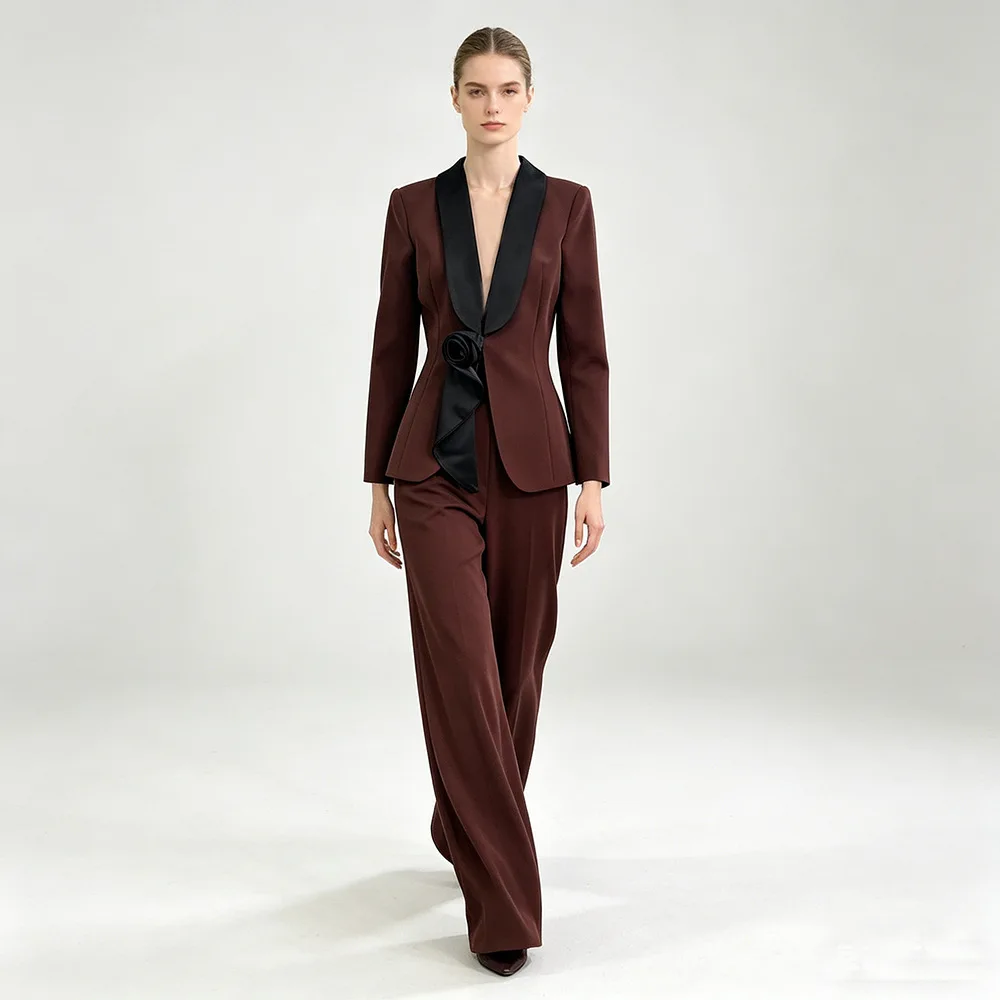 High Street Fashion 2026 New Style Ladies Temperament Contrast Color Stereoscopic Flower Lapel Suit Blazer Pants Set
High Street Fashion 2026 New Style Ladies Temperament Contrast Color Stereoscopic Flower Lapel Suit Blazer Pants Set