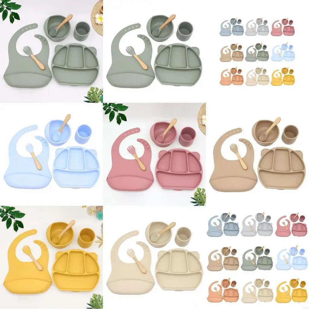 Infant Silicone Bibs 6Pcs Toddler Feeding Set Anti-slip Suction Plates Spoon L8RB
Infant Silicone Bibs 6Pcs Toddler Feeding Set Anti-slip Suction Plates Spoon L8RB