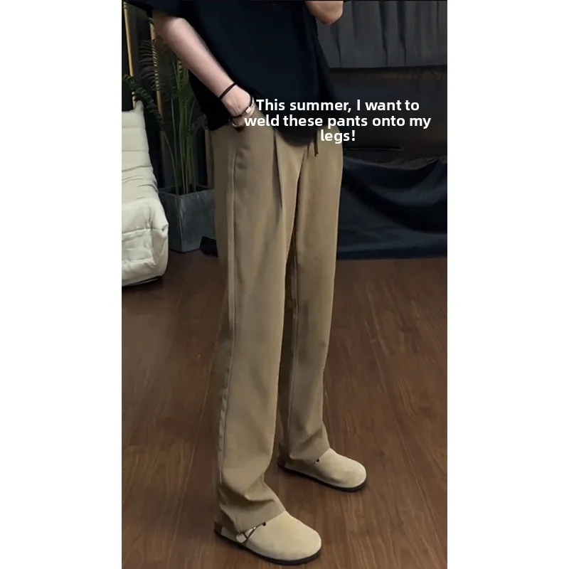 Брюки прямого кроя цвета хаки из ледяного шелка с охлаждающим эффектом, молодежные, модные, летние, повседневные, для электронной коммерции, размер S
Брюки прямого кроя цвета хаки из ледяного шелка с охлаждающим эффектом, молодежные, модные, летние, повседневные, для электронной коммерции, размер S