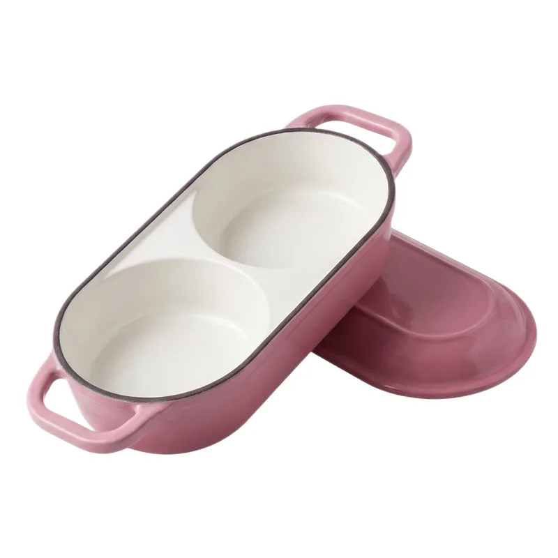 DSA Enamel Pot Household Double Grid Baking Pan with Lid Cast Iron Pot Non-stick Baking Oven Special Grid Plate Pink
DSA Enamel Pot Household Double Grid Baking Pan with Lid Cast Iron Pot Non-stick Baking Oven Special Grid Plate Pink