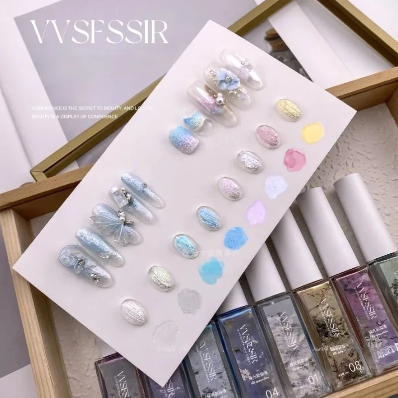 9 Colors Fairy Powder Watercolor Gel Blooming Effect Nail Polish Aurora Nails Art Pearlescent Smudge Air Drying Gel Varnishes
9 Colors Fairy Powder Watercolor Gel Blooming Effect Nail Polish Aurora Nails Art Pearlescent Smudge Air Drying Gel Varnishes