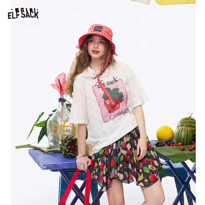 ELFSACK Women's Loose Short Sleeve Tee with Hand Drawn Strawberry Pear Fruit Print, Vintage Crew Neck Casual T-shirt for Summer
ELFSACK Women's Loose Short Sleeve Tee with Hand Drawn Strawberry Pear Fruit Print, Vintage Crew Neck Casual T-shirt for Summer