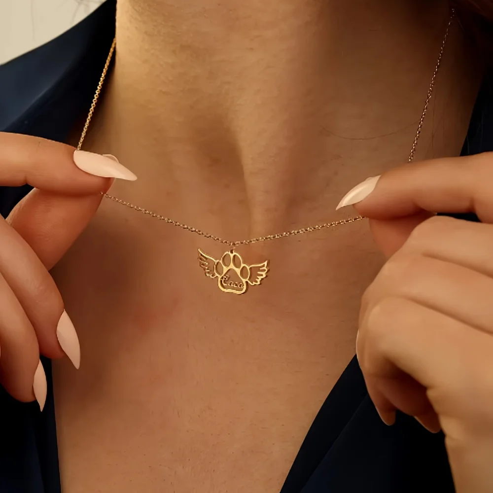 Personalized Name Dog Claw Necklace For Women Gold Color Stainless Steel Custom Wings Cat Claws Name Necklace Jewelry Gift
Personalized Name Dog Claw Necklace For Women Gold Color Stainless Steel Custom Wings Cat Claws Name Necklace Jewelry Gift