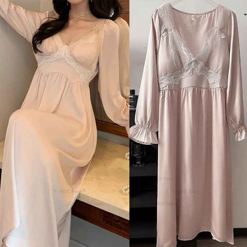 Fairy Night Dress Vintage Court Style Nightgown New Women Long-Sleeved Sleepwear Satin Thin Flounce Sleepshirts Gorgeous
Fairy Night Dress Vintage Court Style Nightgown New Women Long-Sleeved Sleepwear Satin Thin Flounce Sleepshirts Gorgeous