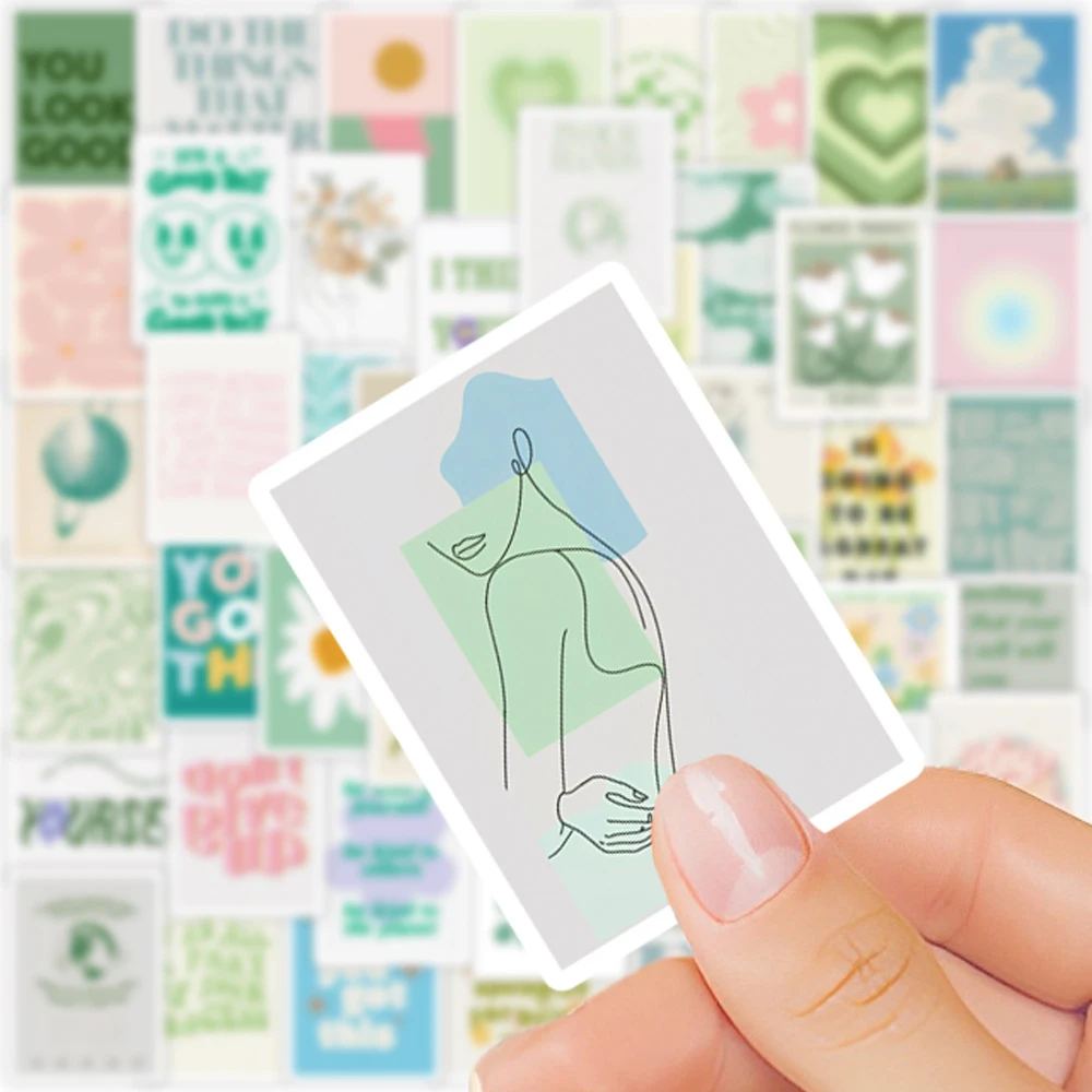 10/30/50pcs Ins Style Fresh Green Inspirational Stickers Cartoon Aesthetic Decals DIY Scrapbooking Phone Laptop Sticker Packing
10/30/50pcs Ins Style Fresh Green Inspirational Stickers Cartoon Aesthetic Decals DIY Scrapbooking Phone Laptop Sticker Packing
