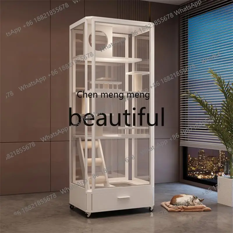 X Panoramic glass cat villa household solid wood, cage cat litter box integrated, luxury, cat nest
X Panoramic glass cat villa household solid wood, cage cat litter box integrated, luxury, cat nest