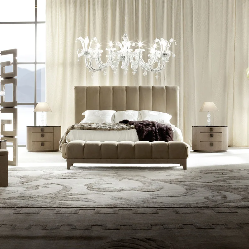 Italian minimalist master bedroom large backrest fabric bed light luxury villa 1.8 meters frosted cloth soft bag double bed
Italian minimalist master bedroom large backrest fabric bed light luxury villa 1.8 meters frosted cloth soft bag double bed