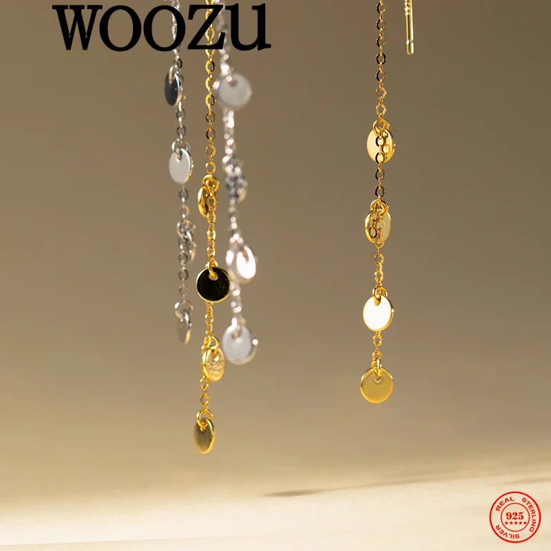 WOOZU 925 Sterling Silver Round Sequins Dangle Tassel Piercing Earrings for Women Elegant Charm Wedding Party Exquisite Jewelry
WOOZU 925 Sterling Silver Round Sequins Dangle Tassel Piercing Earrings for Women Elegant Charm Wedding Party Exquisite Jewelry