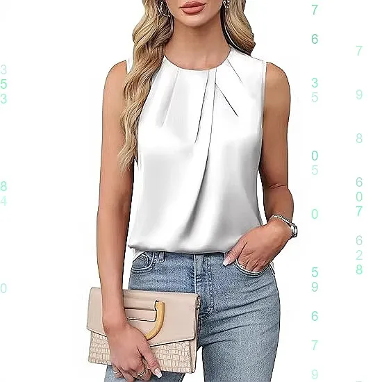 Women's Sleeveless Ruffle Crewneck Satin Blouse Top Tee Shirt Blouses Tops Spring Summer
Women's Sleeveless Ruffle Crewneck Satin Blouse Top Tee Shirt Blouses Tops Spring Summer